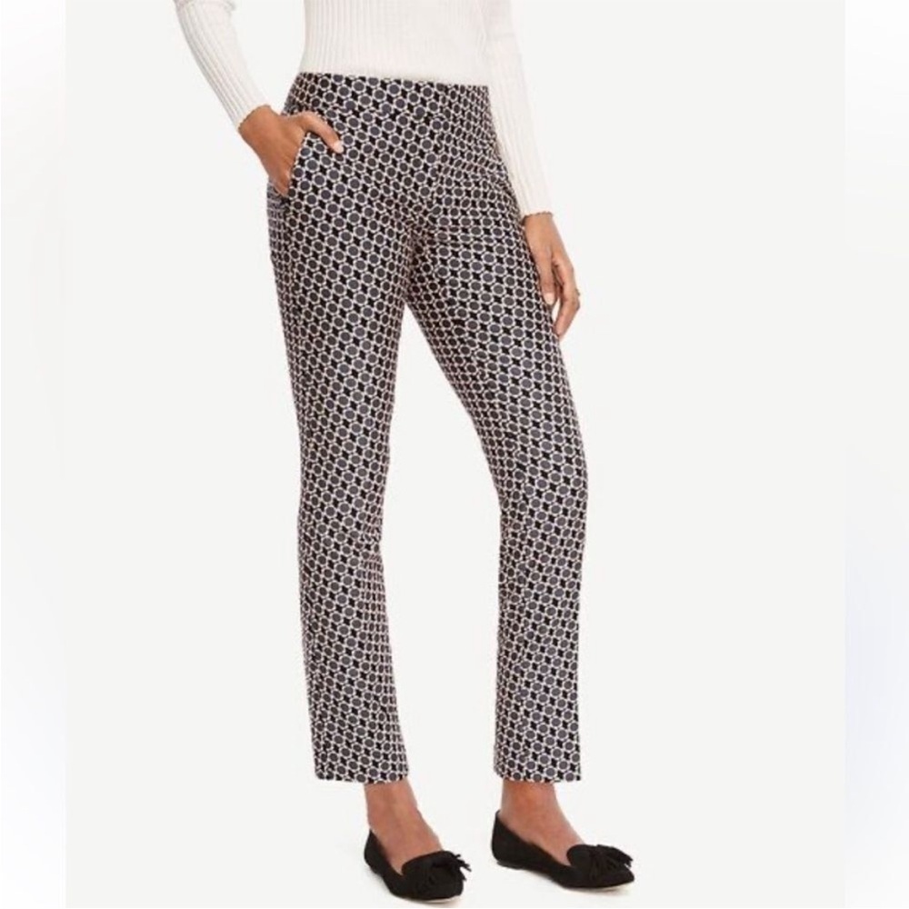 Ann Taylor Geo Print Straight Leg Pants | Size 14